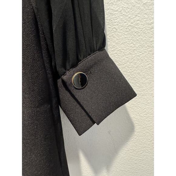 Maeve By Anthropologie Size 12 Sheer Long Sleeve Black Fitted Mini Dress Glam - Picture 4 of 9